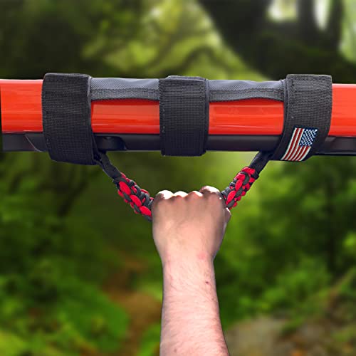KOHUIPU Premium Paracord Roll Bar Grab Handles for Jeep Wrangler YJ TJ JK JKU JL JLU Sports Sahara Freedom Rubicon Unlimited X Gladiator JT 19552023 UTV ATV 4Pack Red - Image 5