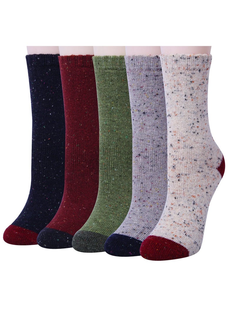Warm Wool Socks for Women, Size 35,45, Soft Thermal Winter Socks, Cozy Gift Set of 5 Pairs - Image 1