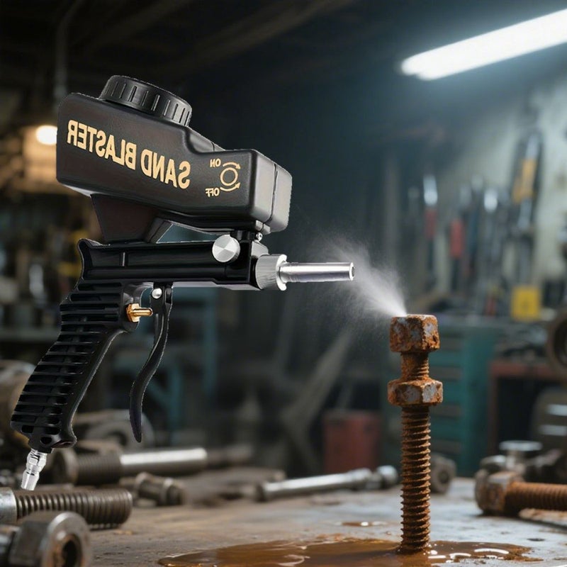 Black Adjustable Gravity Feed Sandblaster For Rust Paint Removal 600cc - Image 1