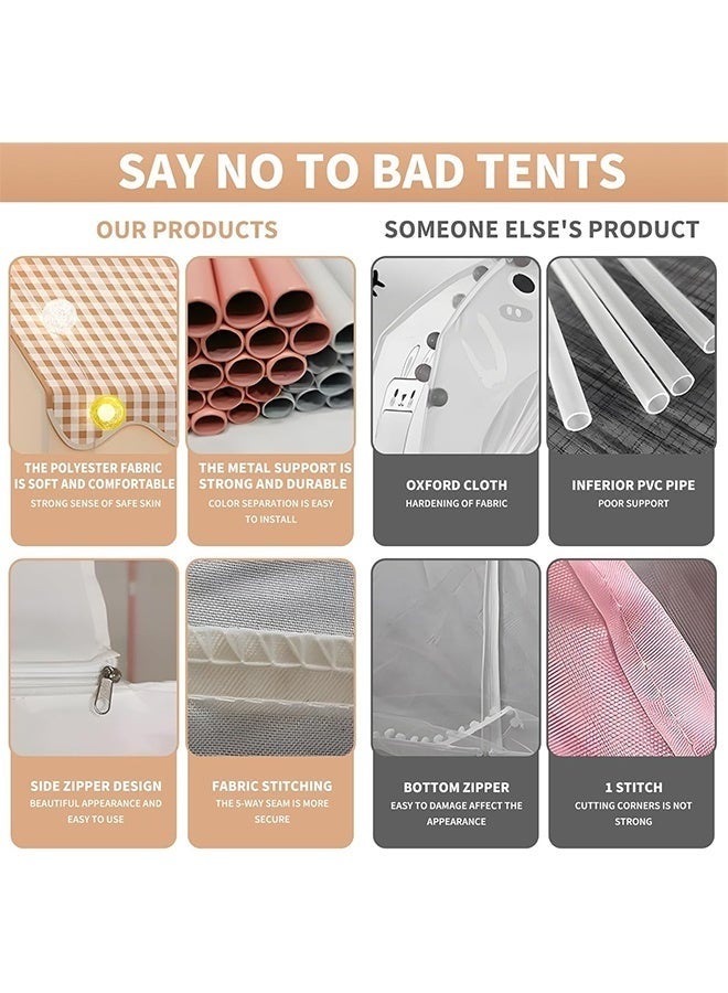 Favarey Large Kids Tent Playhouse Indoor Outdoor Toddler Play Tent with LED Lights, Flags and Ornaments Butterfly, Baby Outdoor Playhouse Princess Castle Tent, Kids Indoor Playroom Toys - Image 5