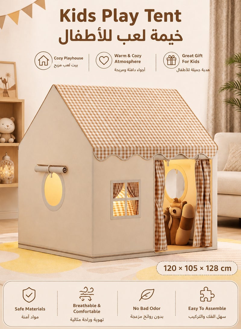 فافاري خيمة لعب للأطفال لون كاكي، بيت لعب داخلي كبير للأولاد والبنات، مقاس 120 × 105 × 128 سم، خيمة قابلة للطي من قماش بوليستر وهيكل معدني، مع حقيبة تخزين، لغرفة النوم وغرفة اللعب وركن القراءة - Image 2