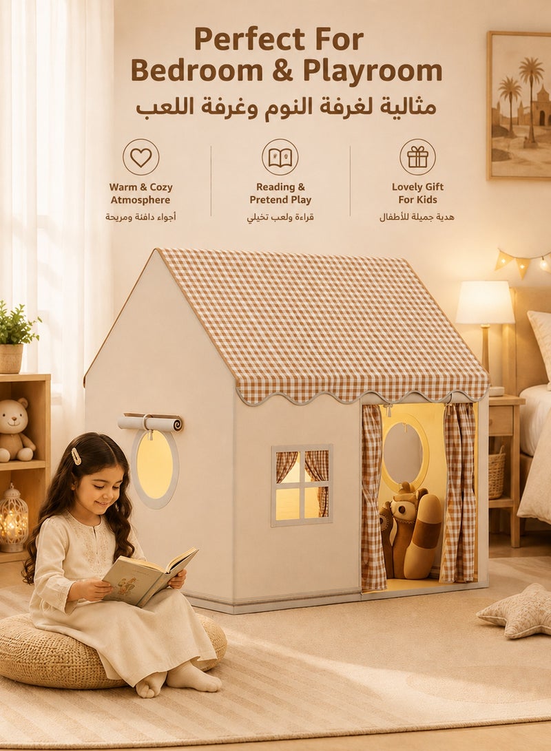 فافاري خيمة لعب للأطفال لون كاكي، بيت لعب داخلي كبير للأولاد والبنات، مقاس 120 × 105 × 128 سم، خيمة قابلة للطي من قماش بوليستر وهيكل معدني، مع حقيبة تخزين، لغرفة النوم وغرفة اللعب وركن القراءة - Image 4