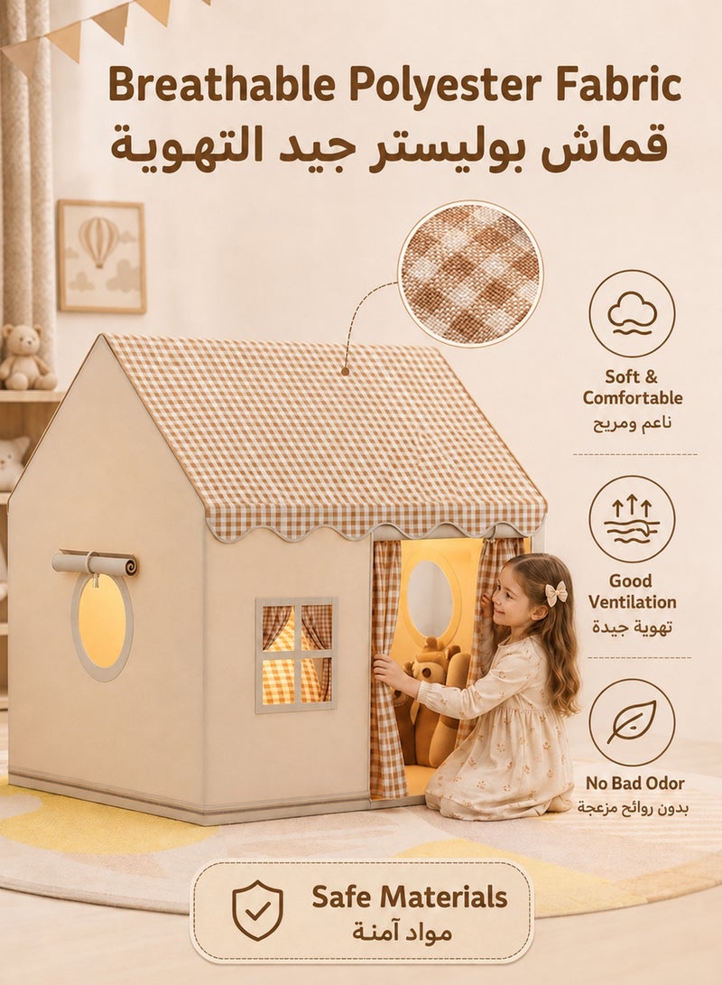 فافاري خيمة لعب للأطفال لون كاكي، بيت لعب داخلي كبير للأولاد والبنات، مقاس 120 × 105 × 128 سم، خيمة قابلة للطي من قماش بوليستر وهيكل معدني، مع حقيبة تخزين، لغرفة النوم وغرفة اللعب وركن القراءة - Image 5