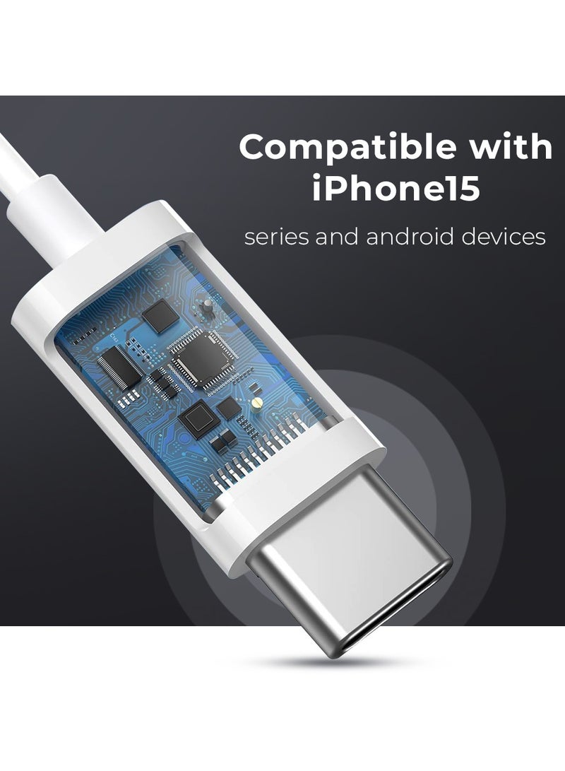Wired In-Ear Earphone, White, Stereo Sound Driver, Type C Connector, High-Quality Audio Experience. Compatible for iPhone/iPad/iPod