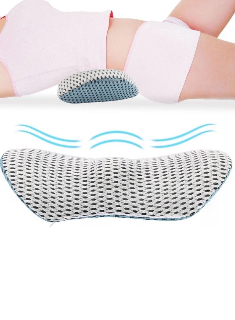 Lumbar Support Pillow for Bed, Ergonomic Back Support Memory Foam Lumbar Pillow for Sleeping, Lower Back Pain Relief, Detachable Washable Back Pillow for Office Chairs, Car Seats (Blue-White)