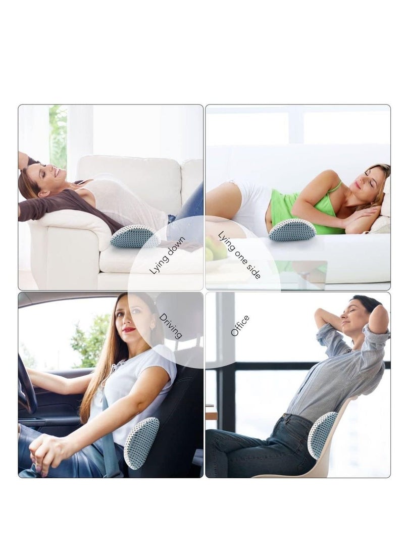 Lumbar Support Pillow for Bed, Ergonomic Back Support Memory Foam Lumbar Pillow for Sleeping, Lower Back Pain Relief, Detachable Washable Back Pillow for Office Chairs, Car Seats (Blue-White)