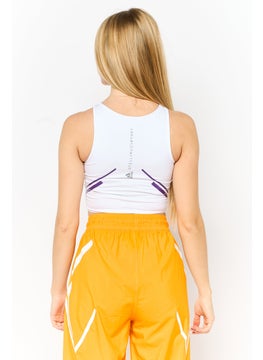 adidas By Stella McCartney Women Brand Logo Padded Sports Bra, White  - Image 4