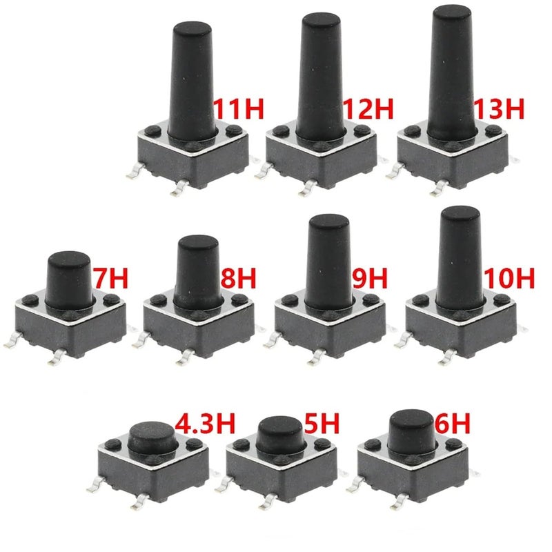 مفتاح ضغط لمسي 12 فولت نحاسي 4 دبوس 6x6x7 مم للتلفزيون ألعاب استخدام منزلي - Image 3