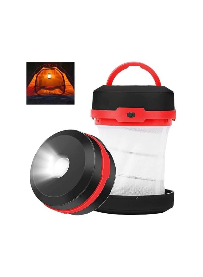 erorex (2Pack) Collapsible LED Camping Lantern Battery Operated(3AA Batteries)Camping Light Flashlight Portable Lamp Camping Accessories for Emergency Power Outage Hiking & Camping Tent Outdoor - Image 1