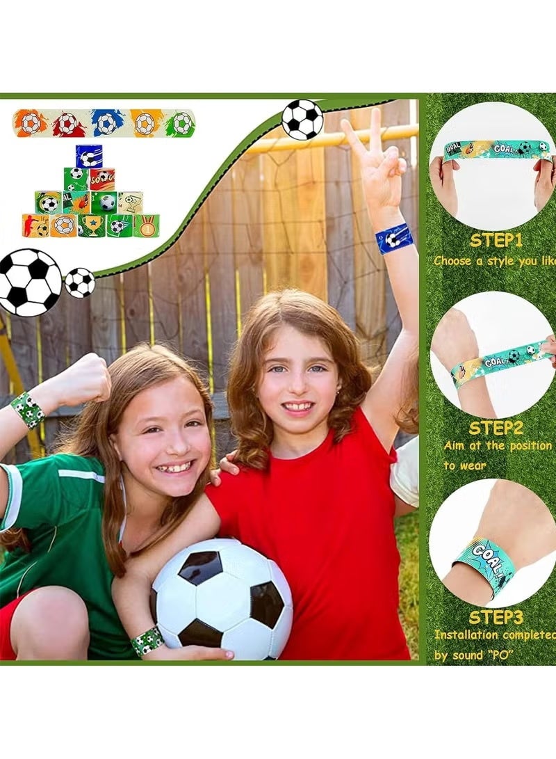 YOKA 12 Pcs Soccer Slap Bracelets, Football Slap Bracelets, Slap Bands Football Party Favors, Soccer Party Favors for Boys Girls, Soccer Party Decorations Theme Party Holiday - Image 2