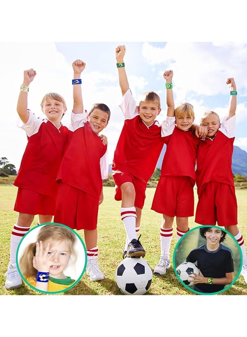 YOKA 12 Pcs Soccer Slap Bracelets, Football Slap Bracelets, Slap Bands Football Party Favors, Soccer Party Favors for Boys Girls, Soccer Party Decorations Theme Party Holiday - Image 3
