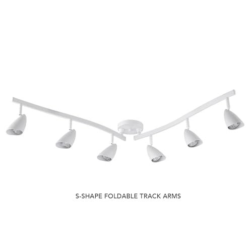 Globe Electric 59353 Grayson 6-Light Adjustable S-Shape Track Lighting, White Color, Matte Finish, 8.66", Bulbs Not Included - Image 5
