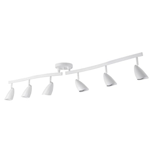 Globe Electric 59353 Grayson 6-Light Adjustable S-Shape Track Lighting, White Color, Matte Finish, 8.66", Bulbs Not Included - Image 1