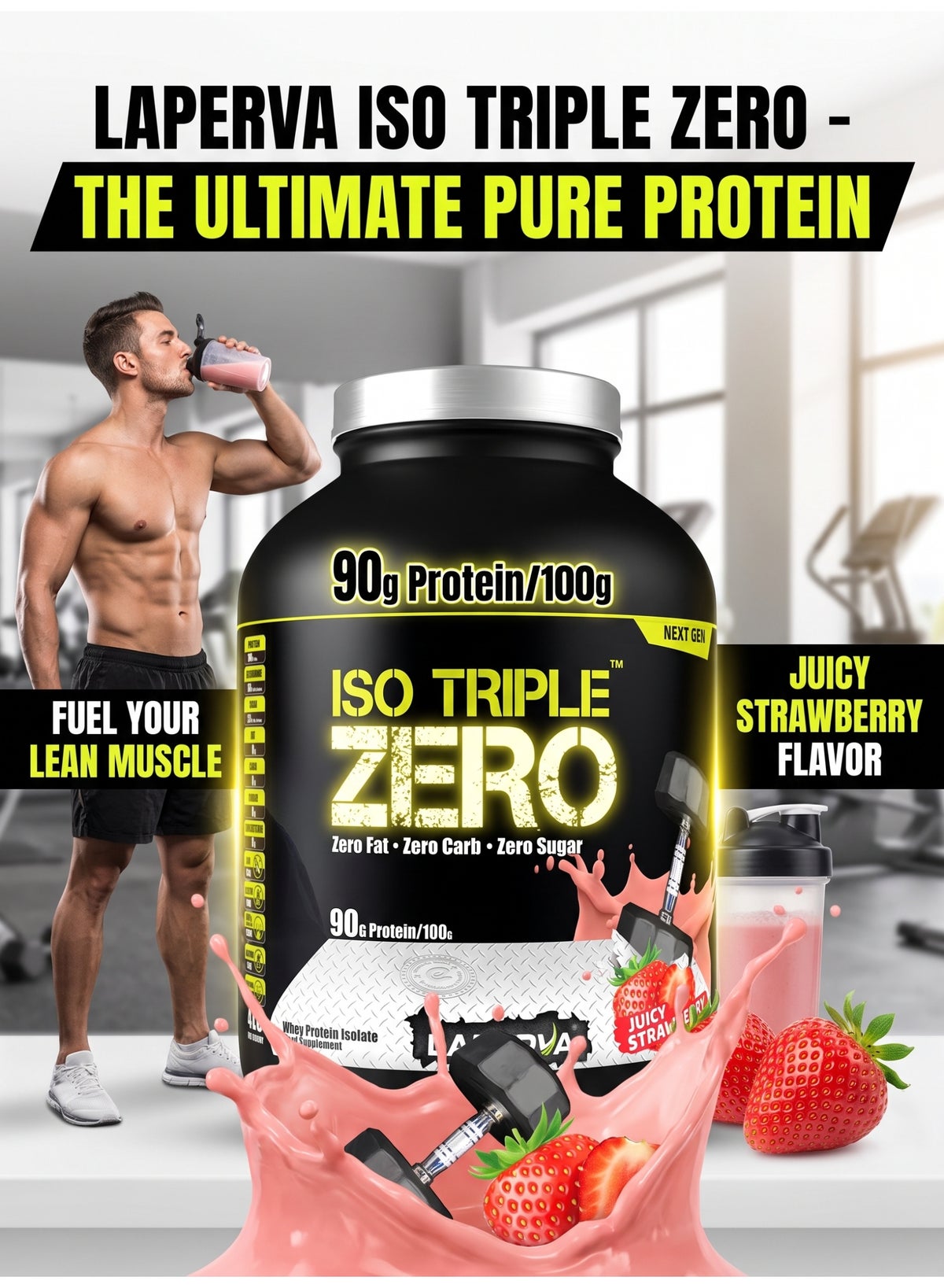 Laperva Strawberry ISO Triple Zero Protein Powder 4lb