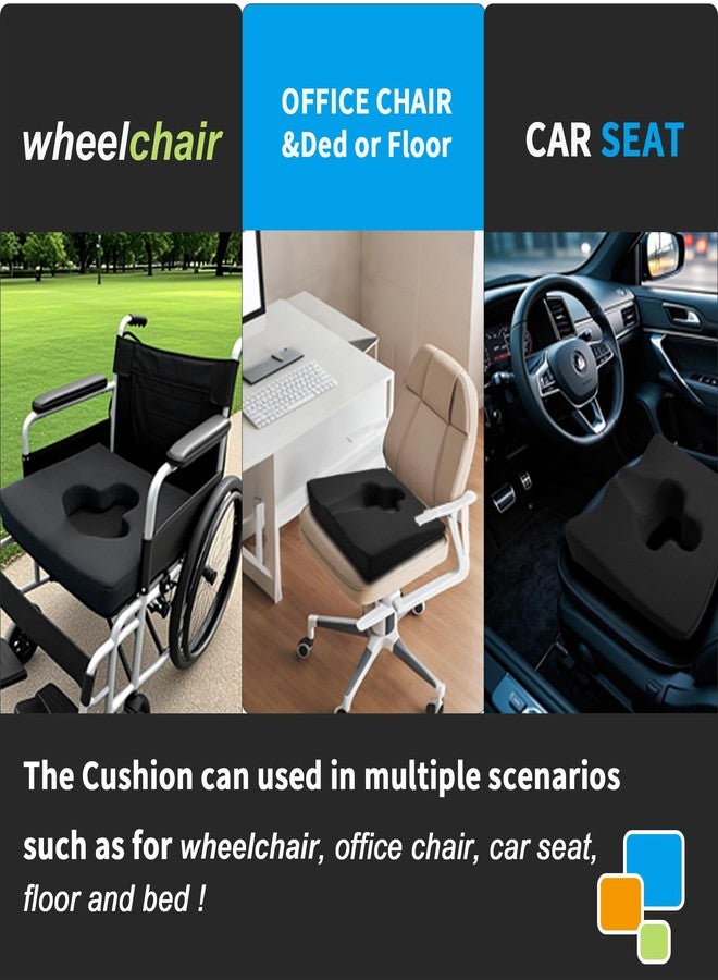 YOOBEBEST Gel Wheelchair Seat Cushion,Bed Sore Cushions for Butt,Memory Foam hemorrhoid Pillow for Chairs,Butt Pillow for Pressure Sore&Ulcer Pain,Sciatica &Coccyx Pain Relief,Washable-Cover(Black) - Image 5