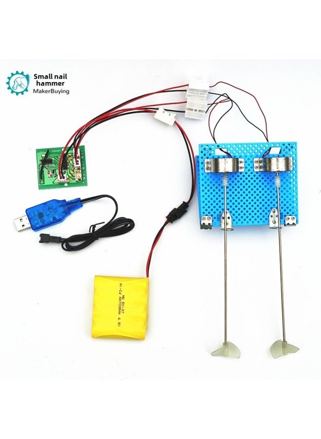 Generic Four-channel Remote Control Assembly Boat DIY Toy Power Kit 4.8v/6v Positive And Negative Double Oars Two-wheel Drive Science Class System-Color:Battery Box Version Power Assembly  - Image 4