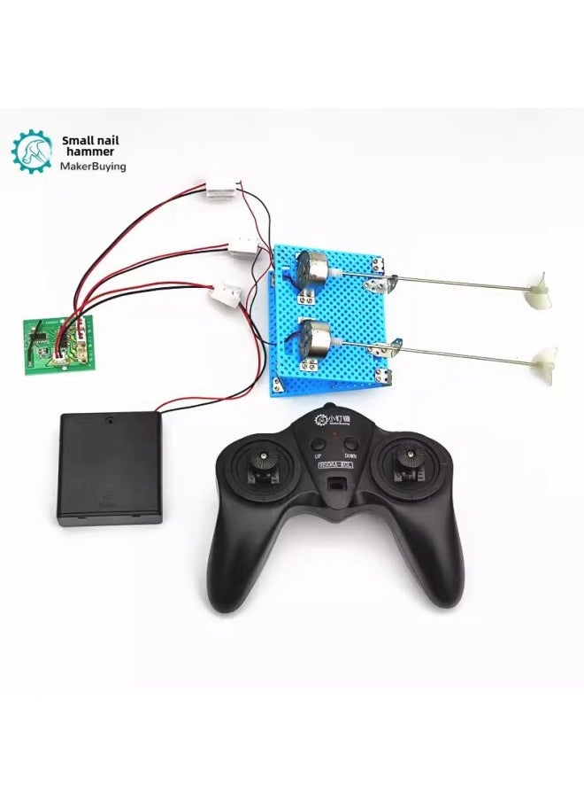 Generic Four-channel Remote Control Assembly Boat DIY Toy Power Kit 4.8v/6v Positive And Negative Double Oars Two-wheel Drive Science Class System-Color:Battery Box Version Power Assembly  - Image 1