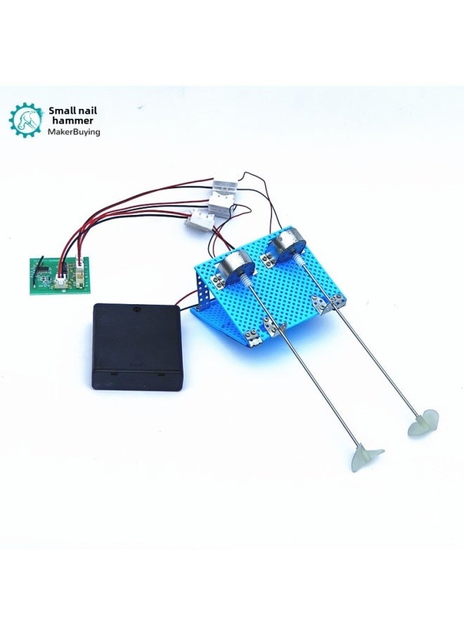 Generic Four-channel Remote Control Assembly Boat DIY Toy Power Kit 4.8v/6v Positive And Negative Double Oars Two-wheel Drive Science Class System-Color:Battery Box Version Power Assembly  - Image 5