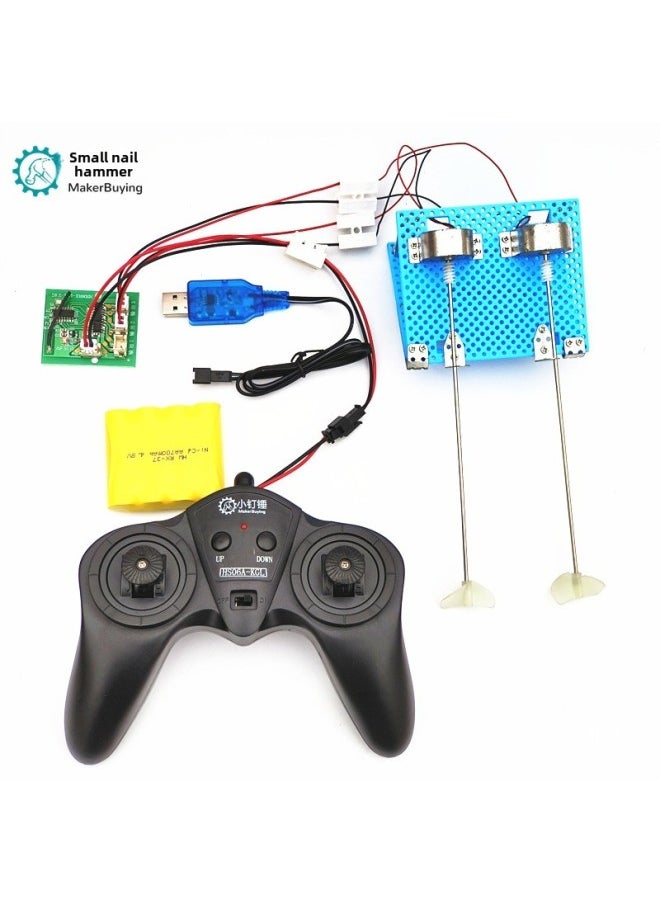 Generic Four-channel Remote Control Assembly Boat DIY Toy Power Kit 4.8v/6v Positive And Negative Double Oars Two-wheel Drive Science Class System-Color:Battery Box Version Power Assembly  - Image 3
