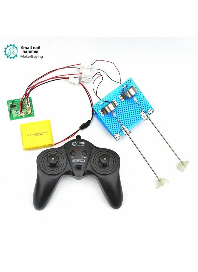 Generic Four-channel Remote Control Assembly Boat DIY Toy Power Kit 4.8v/6v Positive And Negative Double Oars Two-wheel Drive Science Class System-Color:Battery Box Version Power Assembly  - Image 2