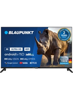Blaupunkt 43UBC6000D 43inch 4K-UHD Android Smart TV, German Technology, Android TV 11, Dolby Vision, Dolby Atmos, MEMC, 16GB Memory, Netflix, YouTube, Shahid, Wi-Fi, Bluetooth 5.0