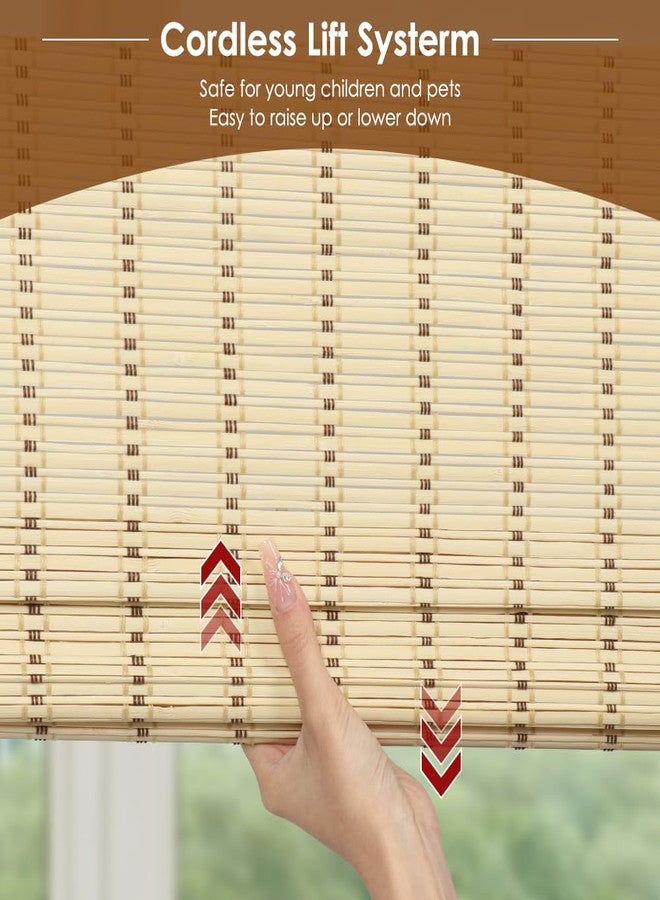 HIDODO Cordless Bamboo Roman Shades, Light Filtering Bamboo Blinds Shades for Indoor Windows, UV Protection Roll Up Blinds for Home, Office, 42" W x 64" H, Beige - Image 4