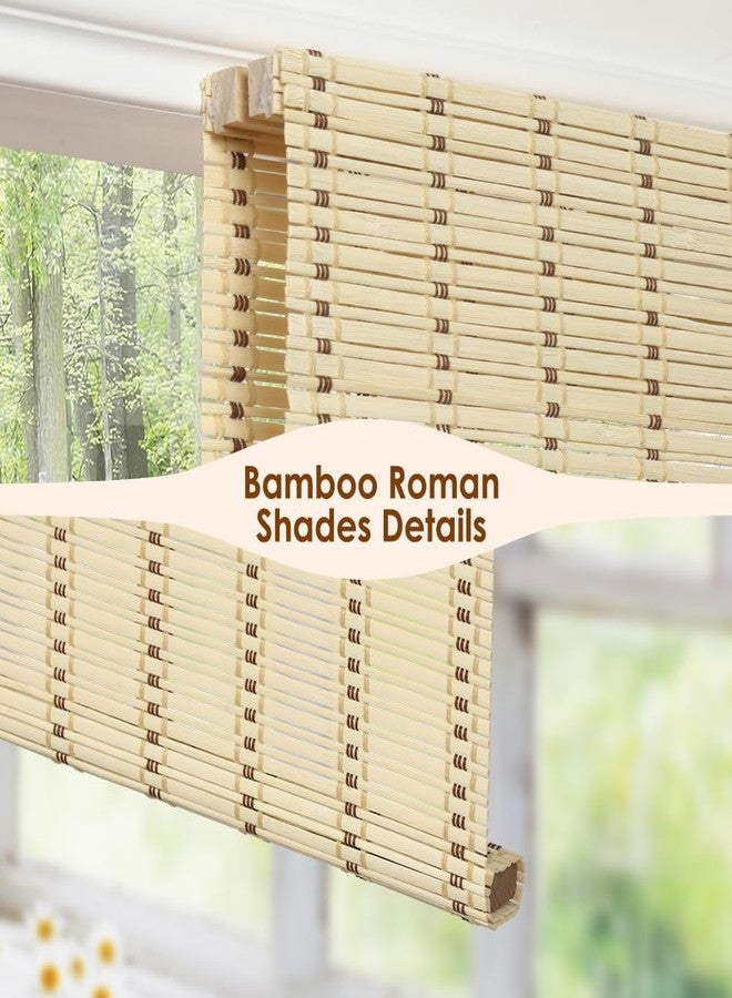 HIDODO Cordless Bamboo Roman Shades, Light Filtering Bamboo Blinds Shades for Indoor Windows, UV Protection Roll Up Blinds for Home, Office, 42" W x 64" H, Beige - Image 2