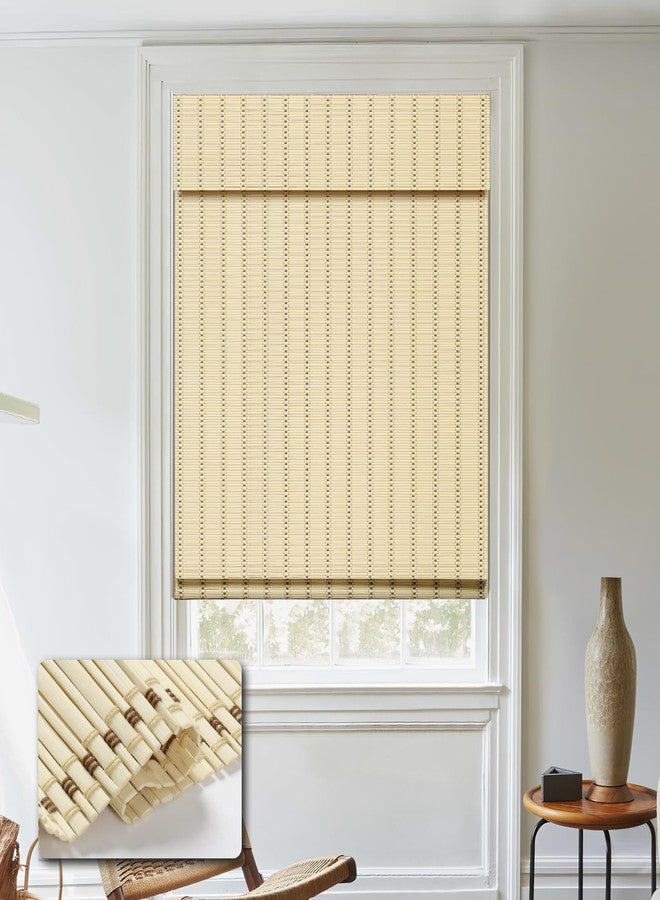 HIDODO Cordless Bamboo Roman Shades, Light Filtering Bamboo Blinds Shades for Indoor Windows, UV Protection Roll Up Blinds for Home, Office, 42" W x 64" H, Beige - Image 1