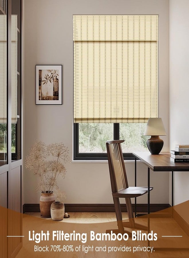HIDODO Cordless Bamboo Roman Shades, Light Filtering Bamboo Blinds Shades for Indoor Windows, UV Protection Roll Up Blinds for Home, Office, 42" W x 64" H, Beige - Image 5