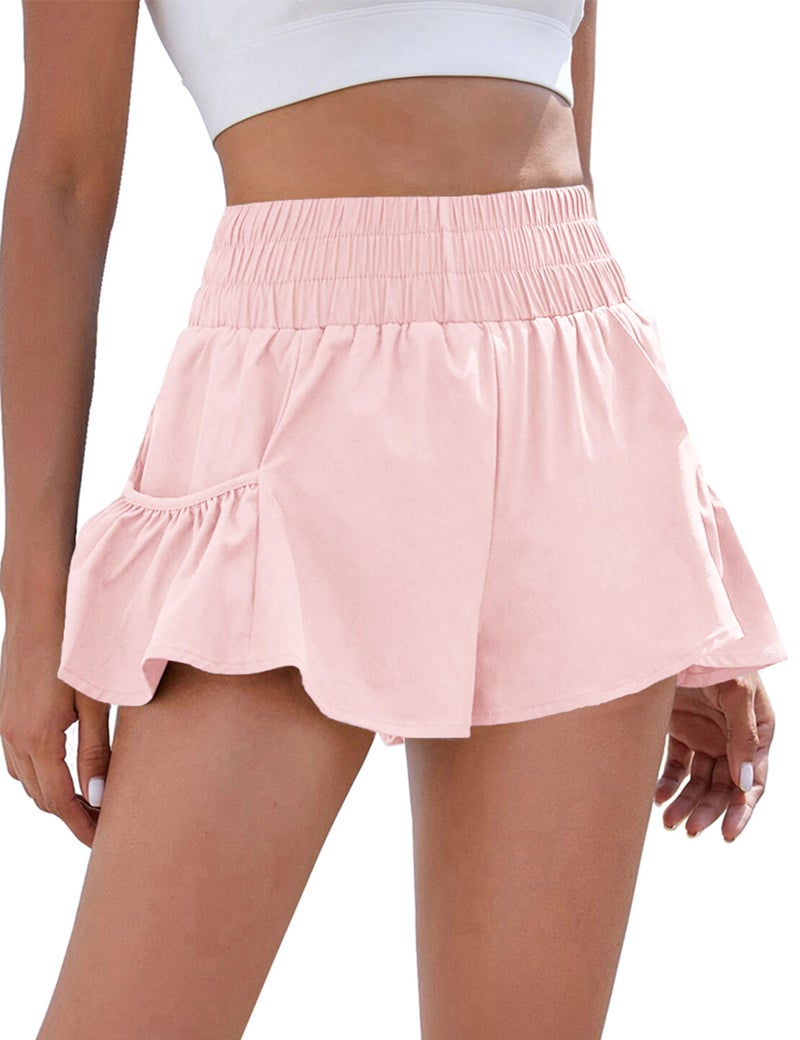 BMJL Womens High Waisted Shorts Athletic Running Shorts Workout Gym Quick Dry Flowy Shorts with Pockets(S,Baby Pink) - Image 1
