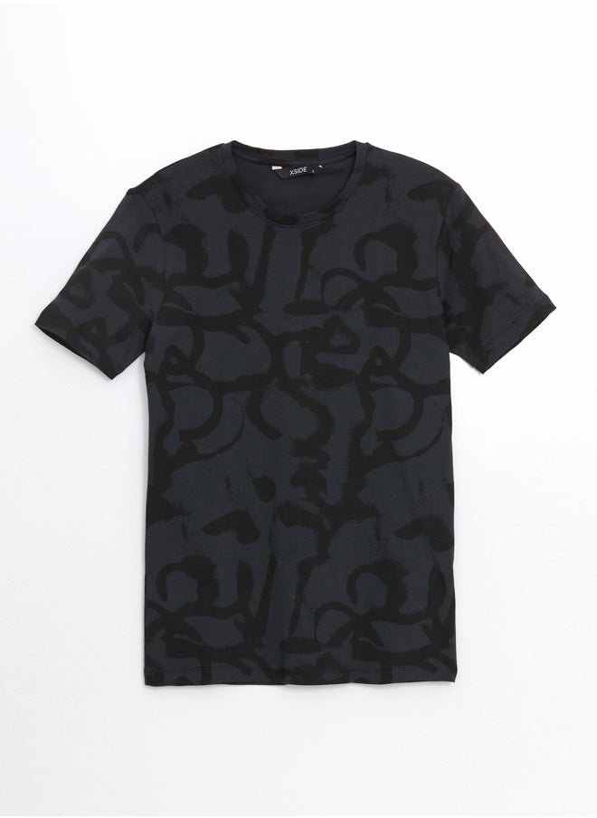 LC WAIKIKI - Crew Neck Short Sleeve Patterned Combed Cotton Men's T-Shirt - Image 1