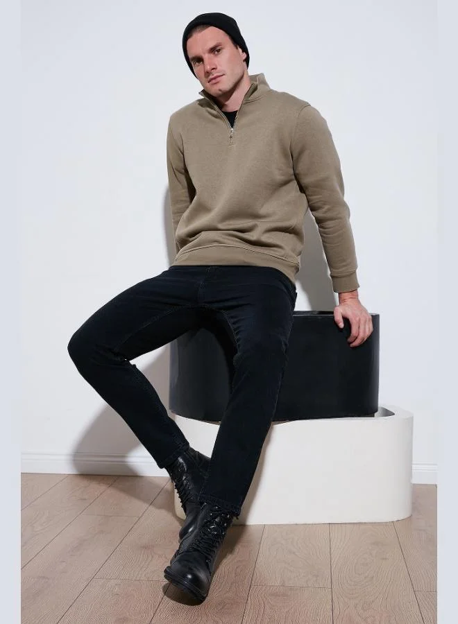 Buratti  Buratti Cotton Regular Fit Half Zipper Stand Collar Sweat Men's SWEAT 59052592 for Men | Best Price UAE