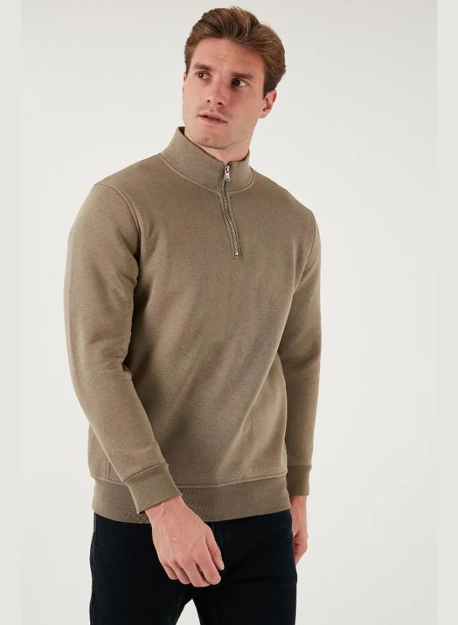 Buratti  Buratti Cotton Regular Fit Half Zipper Stand Collar Sweat Men's SWEAT 59052592 for Men | Best Price UAE