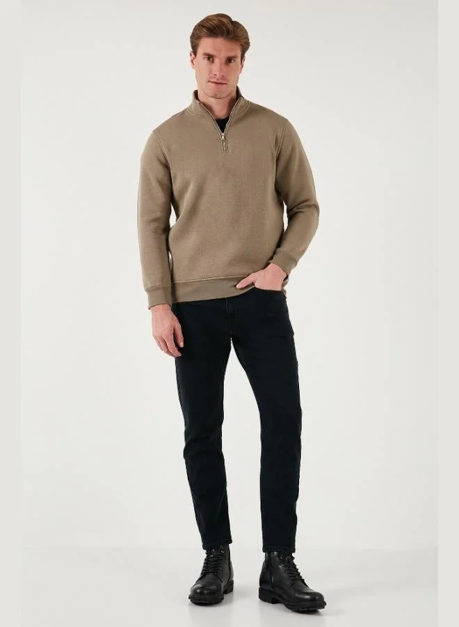 Buratti  Buratti Cotton Regular Fit Half Zipper Stand Collar Sweat Men's SWEAT 59052592 for Men | Best Price UAE