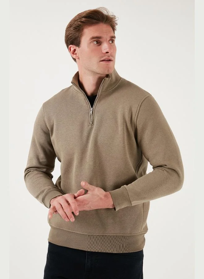 Buratti Cotton Regular Fit Half Zipper Stand Collar Sweat Men's SWEAT 59052592