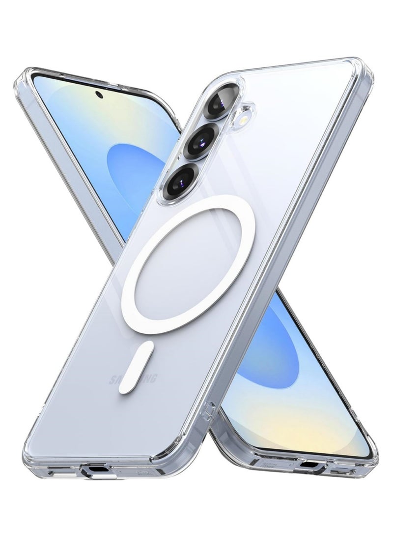 Aookay for Samsung Galaxy S25 FE Magnetic Case, Compatible with MagSafe, Hybrid Protective Clear Hard Back Case, Shockproof Frame Edge Bumper Slim Transparent Case (Clear) - Image 1