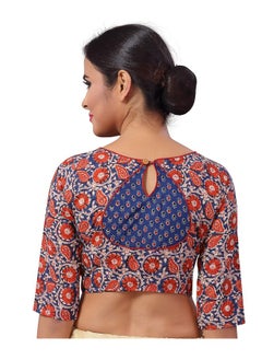 Studio Shringaar Studio Shringaar Women's Pure Cotton Readymade Kalamkari Printed Saree Blouse With 3/4 Sleeves (Multi-Colour, 36)  - Image 3