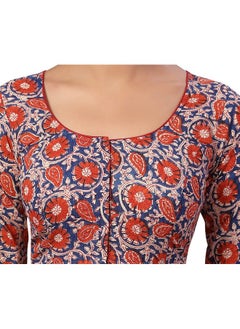 Studio Shringaar Studio Shringaar Women's Pure Cotton Readymade Kalamkari Printed Saree Blouse With 3/4 Sleeves (Multi-Colour, 36)  - Image 4