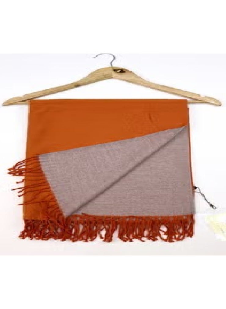cashmere Super Soft Cashmere Mix Plain 2 Tone Reversible Winter Scarf With Tassels