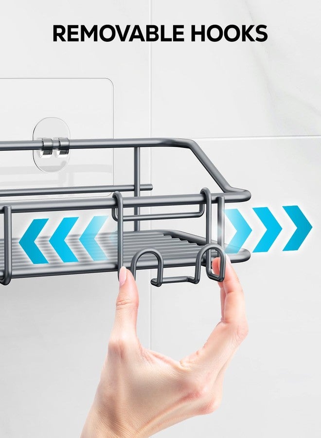 Nieifi Shower Caddy Shelf with Hooks Storage Rack Organizer Adhesive Stainless Steel Without Drilling for Bathroom, Lavatory, Washroom, Restroom, Shower, Toilet, Kitchen - 2 Pack (Gray) - Image 5