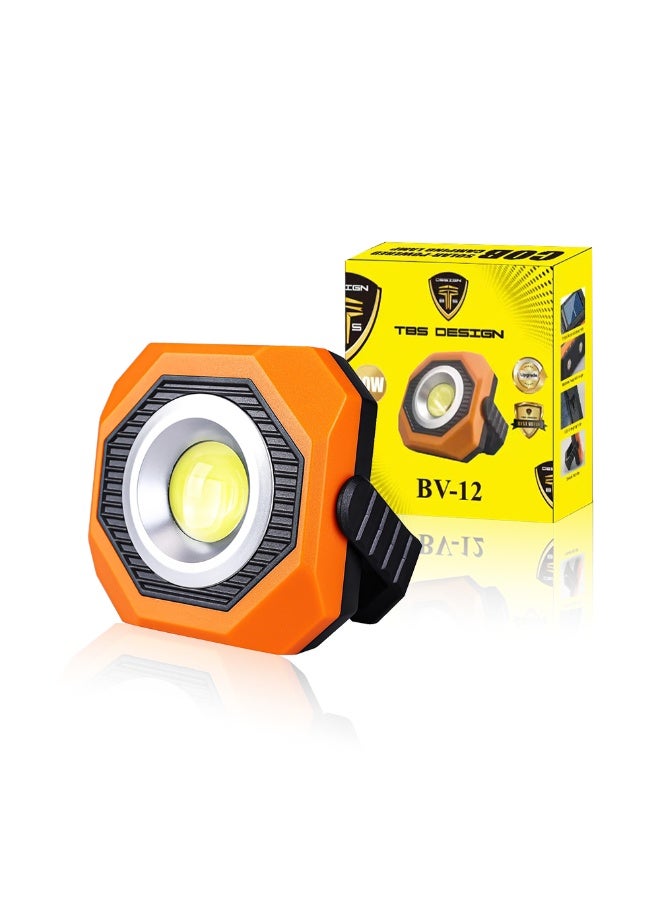Toby's TBS DESIGN BV-12 Portable Solar LED Work Light Hanging Hook 3 Lighting Modes Rechargeable Magnetic Work Light Waterproof - BV 12 - Image 1