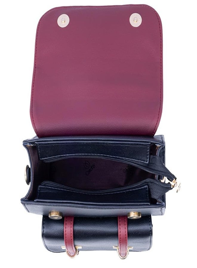 Catchy Maroon Faux Leather Magnet Closure Womens Backpack - Image 5