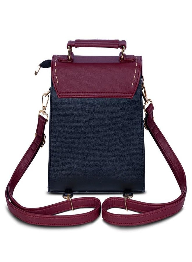 Catchy Maroon Faux Leather Magnet Closure Womens Backpack - Image 3