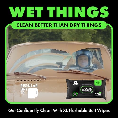 DUDE Wipes - Flushable Wipes - 3 Pack, 144 Count - Herbal Relief Extra-Large - With Hazel & Geranium Essential Oils - Septic and Sewer Safe - Image 5