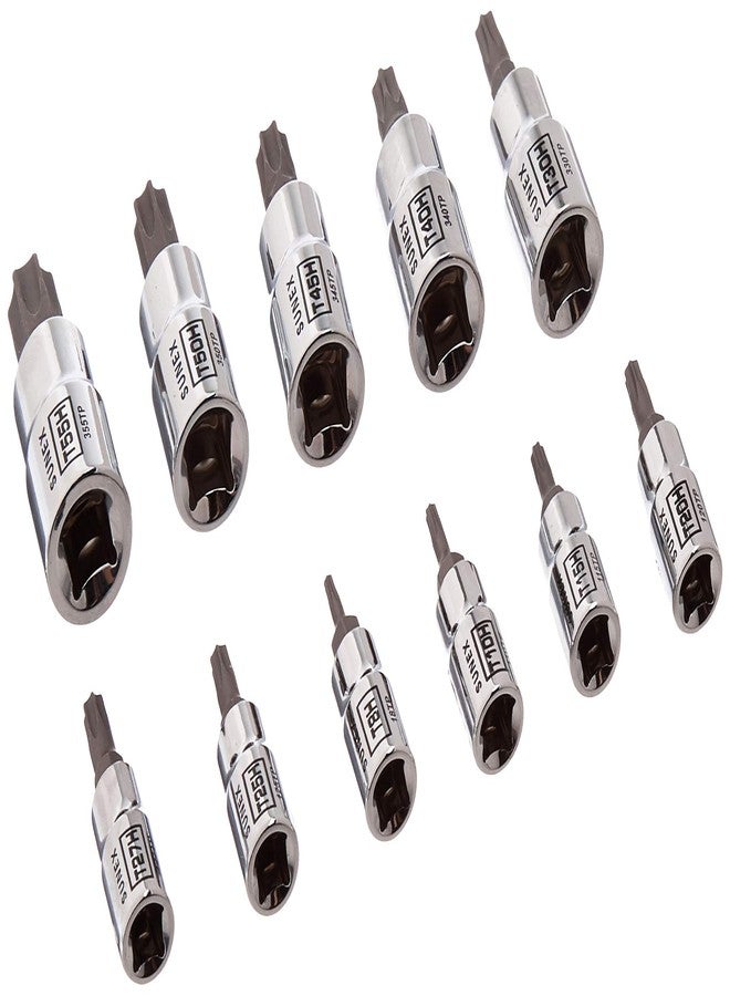 Sunex Tools 11Pc 1/4" & 3/8" Dr Chrome Tamperproof Star Bit Socket Rail - Image 1
