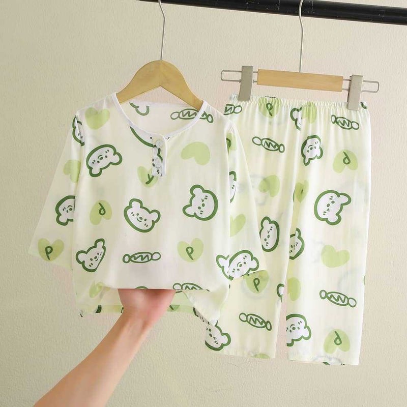 Kids Pajama Set Cotton Breathable Sleepwear Candy bear 