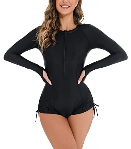YATEEN Womens Athletic Training Swimsuit Long Sleeve Rashguard - Image 1