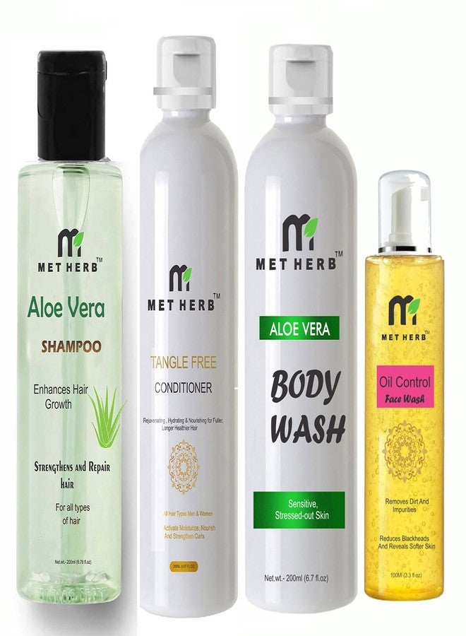 METHERB Aloe Vera Shampoo -200ml & Tangle Free Conditioner-200ml & Aloe Vera Body Wash-200ml & Oil Control Face wash-100ml - Image 2