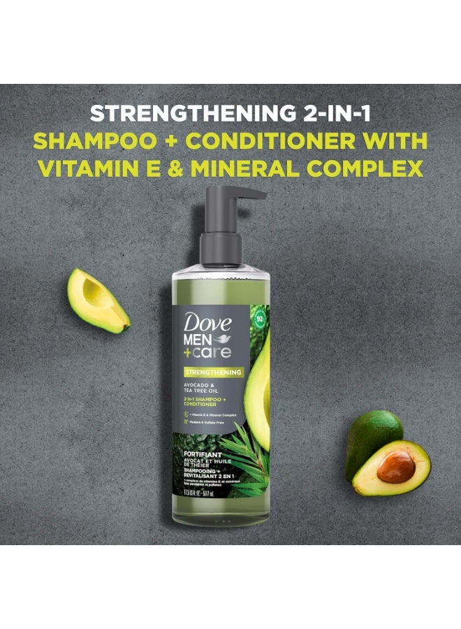 Dove Men+Care Dove Men+Care 2-in-1 Shampoo + Conditioner Avocado & Tea Tree Oil for Strengthening Hair, with Vitamin E & Mineral Complex, 17.5 oz - Image 4