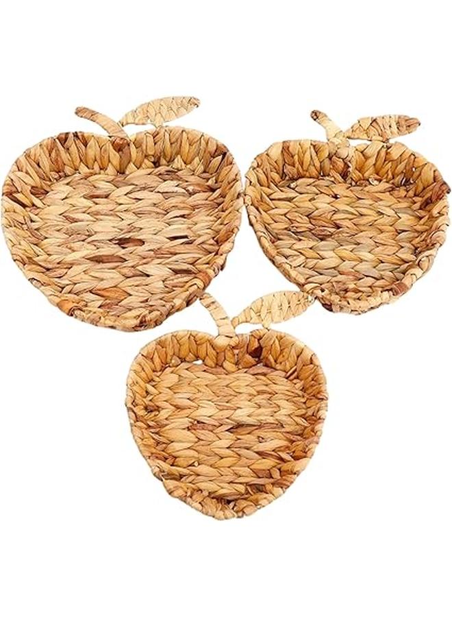 Woven Rattan Apples-Shaped Storage Baskets, Set of 3, Natural  - Image 1